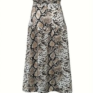 Snake Print Midi Skirt